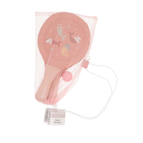 Conjunto de 2 raquetes com bola para praia da Monneka na cor mermaid cats