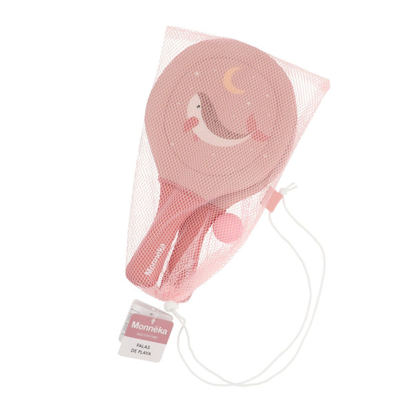 Conjunto de 2 raquetes com bola para praia da Monneka na cor whale pink