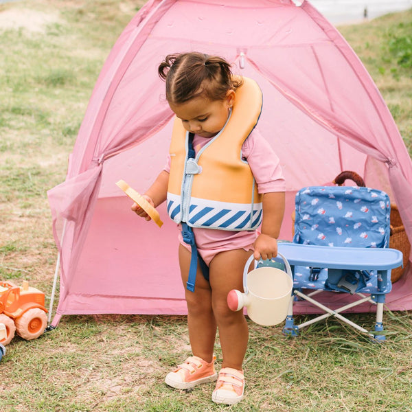 Colete flutuador Monnëka infantil para aprendizagem da natação 1-2 anos na cor stripes blues beyond