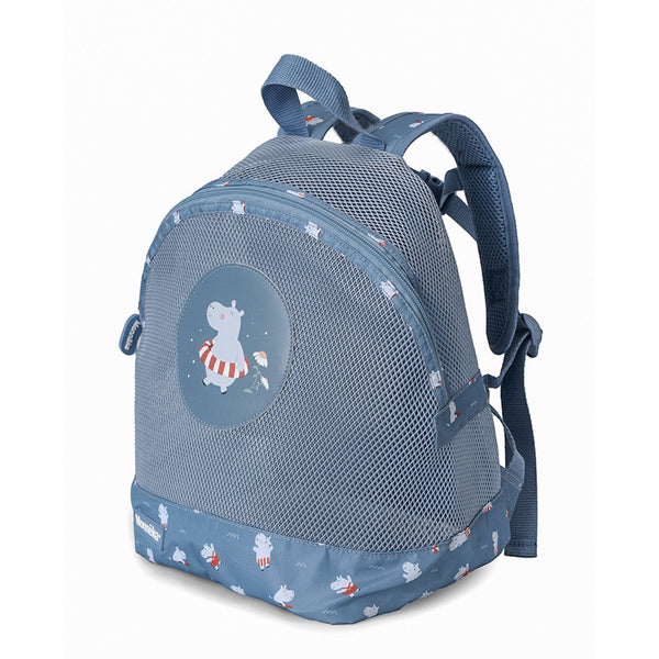 Mochila de Praia Monnëka impermeável e ventilada para crianças, ideal para transportar toalhas, brinquedos e acessórios de praia ou piscina. Hippos