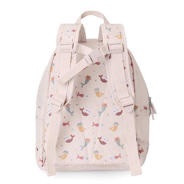 Mochila de Praia Monnëka impermeável e ventilada para crianças, ideal para transportar toalhas, brinquedos e acessórios de praia ou piscina. Mermaid cats