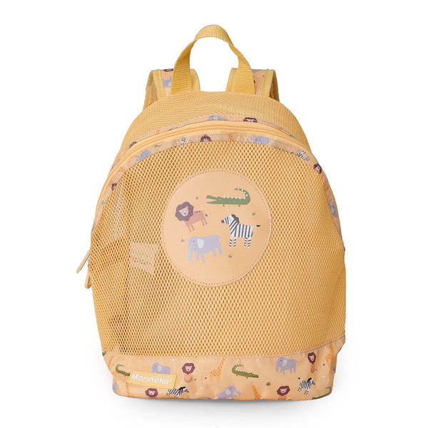 Mochila de Praia Monnëka impermeável e ventilada para crianças, ideal para transportar toalhas, brinquedos e acessórios de praia ou piscina. Wild animal