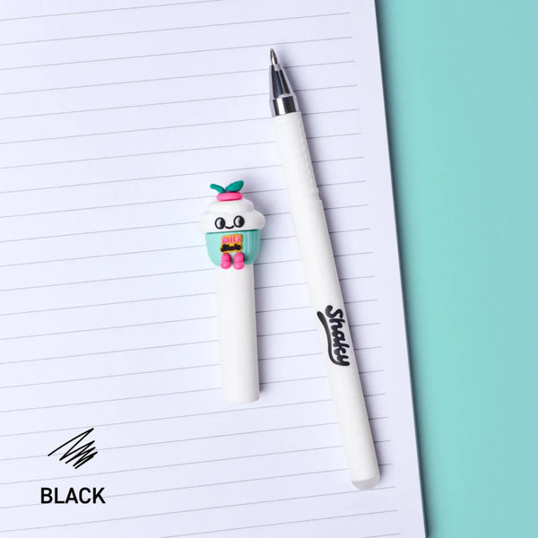 Caneta Apagável OMY com tinta termossensível, ponta de 0,5 mm, borracha integrada e personagens colecionáveis para uma escrita divertida e precisa. Shacky