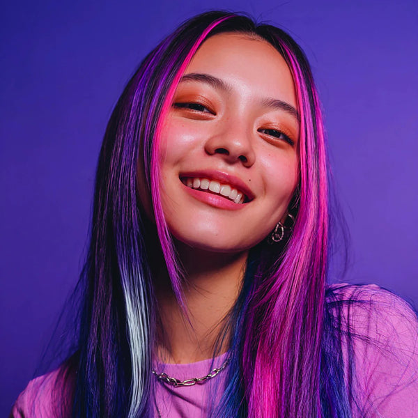 Conjunto de 6 colorações temporárias para cabelo em giz, com cores vibrantes e fácil aplicação em cabelo seco ou molhado, removíveis com água e champô.