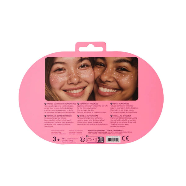 Freckle Tattoos com sardas prateadas temporárias, resistentes à água e dermatologicamente testadas, para um efeito luminoso e brilhante no rosto. Heart Breaker