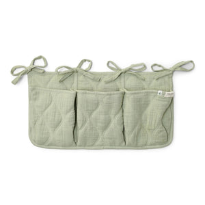 Organizador de Berço Essentials Little Dutch em algodão orgânico acolchoado com 3 compartimentos e fitas de fixação.
