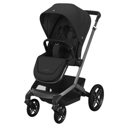 PACK MAXI-COSI FAME DUO com carrinho Fame, alcofa ajustável, cadeira auto Pebble 360 Pro 2, Base FamilyFix 360 Pro ISOFIX e adaptadores incluídos. Sistema de viagem premium desde o nascimento até aos 22 kg. Twillic Black