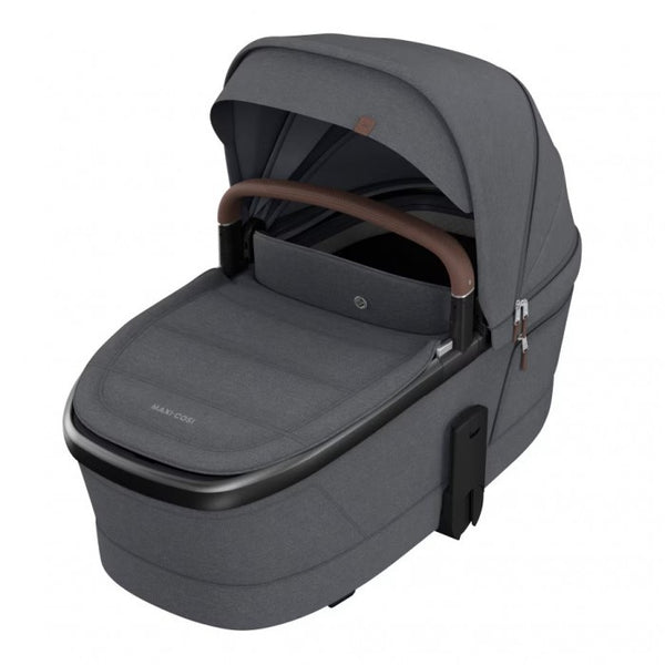 PACK MAXI-COSI FAME TRIO com carrinho Fame, alcofa ajustável e respirável, cadeira auto Pebble 360 Pro 2 homologada i-Size e adaptadores incluídos. Sistema de viagem premium desde o nascimento. Twillic Graphite