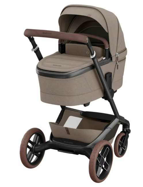 PACK MAXI-COSI FAME TRIO com carrinho Fame, alcofa ajustável e respirável, cadeira auto Pebble 360 Pro 2 homologada i-Size e adaptadores incluídos. Sistema de viagem premium desde o nascimento. Twillic Truffle