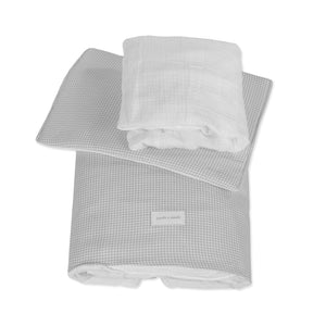 Conjunto mini berço Pasito a Pasito Little Bloom Vichy Grey 90x50 completo