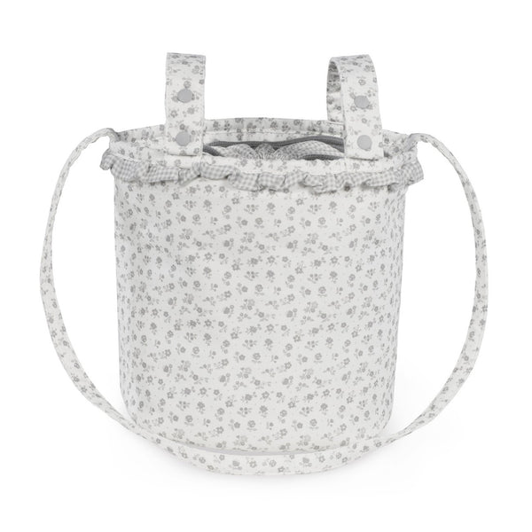 Mala de carrinho Bucket Pasito a Pasito Little Bloom Flowers Grey compacta e prática
