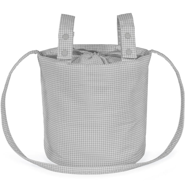 Mala de carrinho Bucket Pasito a Pasito Vichy Grey Flowers Grey compacta e prática