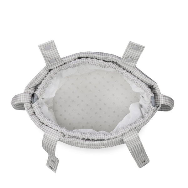 Mala de carrinho Bucket Pasito a Pasito Vichy Grey Flowers Grey compacta e prática