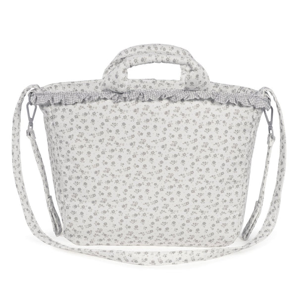 Mala de maternidade Pasito a Pasito Little Bloom Flowers Grey com compartimentos e muda-fraldas incluído