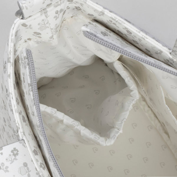 Mala tiracolo Pasito a Pasito Little Bloom Flowers Grey com bolso térmico e compartimentos
