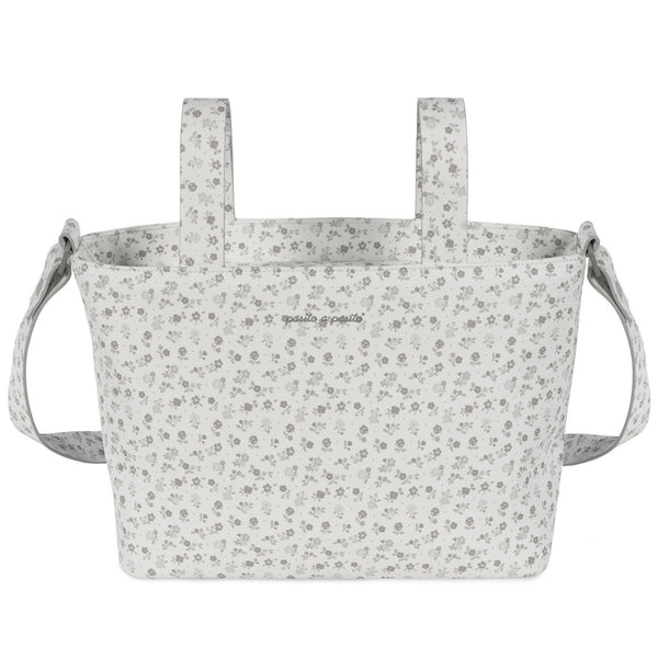 Mala tiracolo Pasito a Pasito Little Bloom Flowers Grey com bolso térmico e compartimentos
