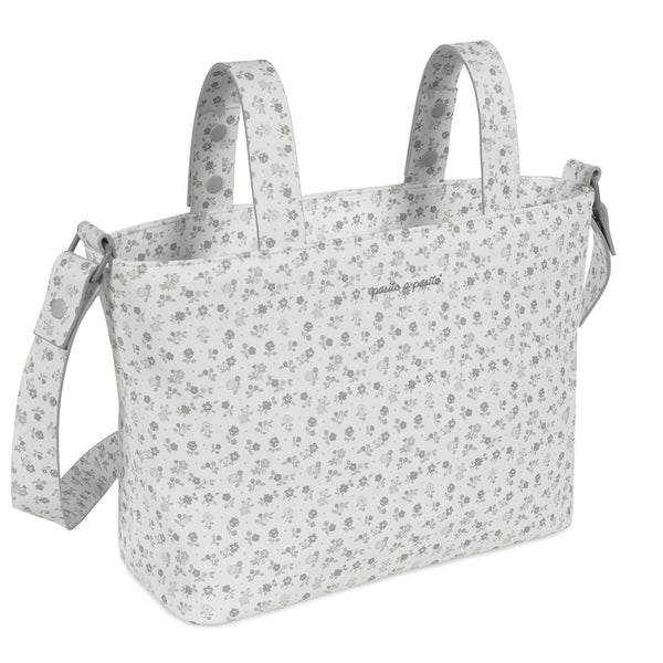 Mala tiracolo Pasito a Pasito Little Bloom Flowers Grey com bolso térmico e compartimentos