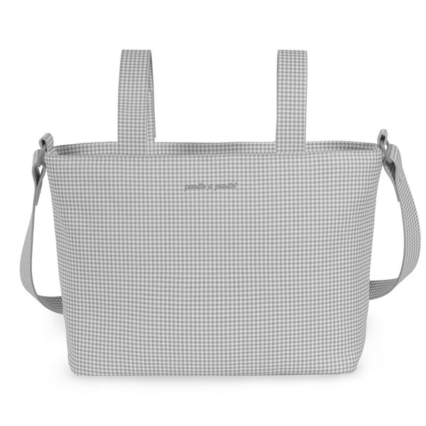 Mala tiracolo Pasito a Pasito Little Bloom Vichy Grey com bolso térmico e compartimentos