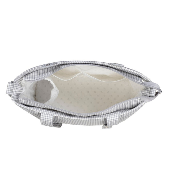 Mala tiracolo Pasito a Pasito Little Bloom Vichy Grey com bolso térmico e compartimentos