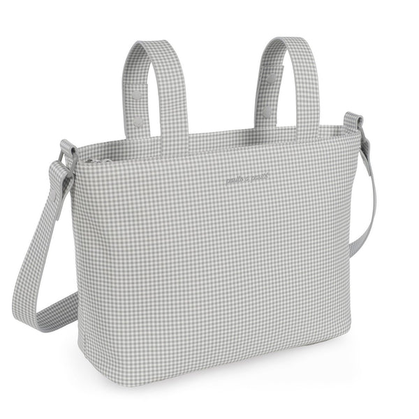 Mala tiracolo Pasito a Pasito Little Bloom Vichy Grey com bolso térmico e compartimentos