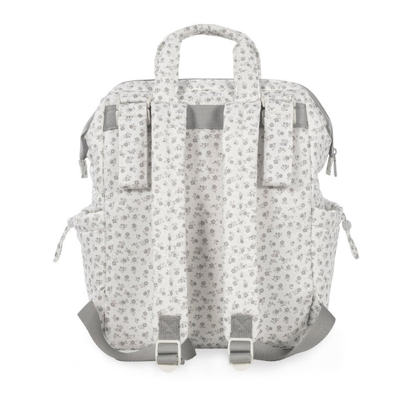 Mochila de maternidade da pasito a pasito coleção little bloom na cor flowers grey
