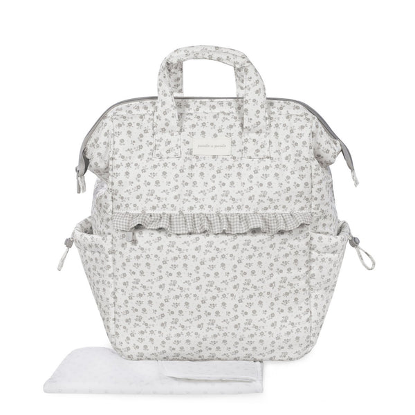 Mochila de maternidade da pasito a pasito coleção little bloom na cor flowers grey