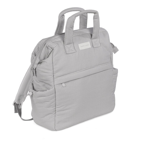 Mochila de maternidade da pasito a pasito coleção little bloom na cor vichy grey