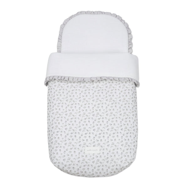 Ninho footmuff ovo Pasito a Pasito Little Bloom Flowers Grey confortável