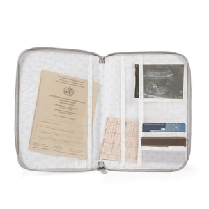 Porta documentos bebé Pasito a Pasito Little Bloom Flowers Grey com fecho e compartimentos