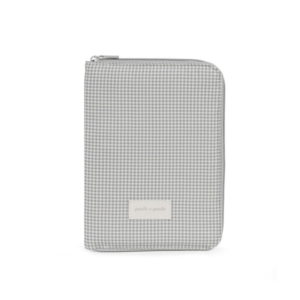 Porta documentos bebé Pasito a Pasito Little Bloom Vichy Grey com fecho e compartimentos