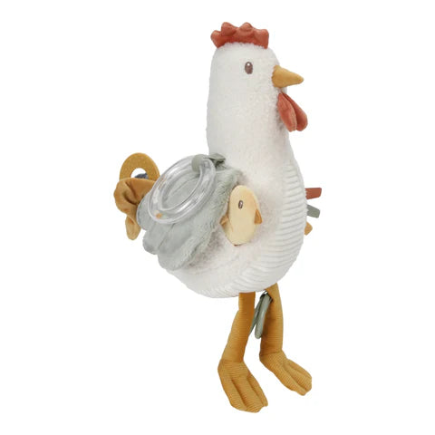 Peluche de Atividades para bebé em materiais suaves e macios, com diferentes elementos para explorar durante os momentos de brincadeira e descoberta. Little Farm