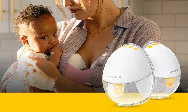 Mãe a usar produtos medela 