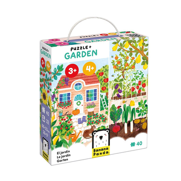 Puzzle+ infantil de veículos com 24 peças e 32 cartões de observação e associação, indicado para crianças a partir dos 2 anos. Garden