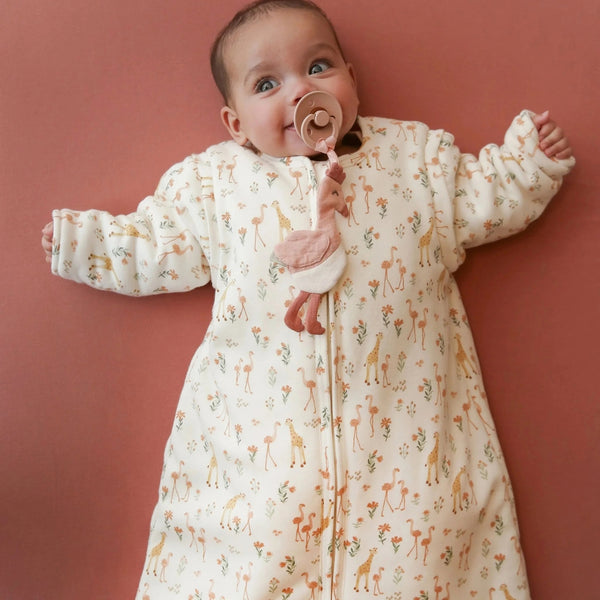 Saco de Inverno com Mangas Little Dutch TOG 2.5 em algodão orgânico, com mangas removíveis e designs Blooming Safari.