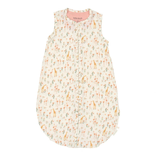 Saco de Verão Little Dutch TOG 0.5 em 100% algodão orgânico, sem mangas, nos designs Blooming Safari.