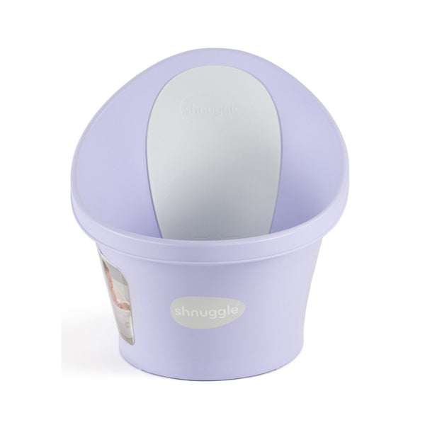 Conjunto SHNUGGLE Banheira + Suporte para bebé com design ergonómico, apoio lombar integrado, suporte dobrável à altura da cintura, base antiderrapante e utilização desde o nascimento até aos 12 meses. Purple
