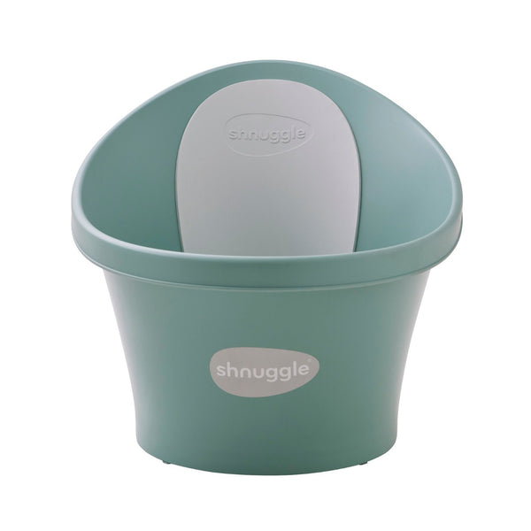 SHNUGGLE Banheira ergonómica para bebé, com apoio lombar integrado, base antiderrapante, consumo reduzido de água, design compacto e utilização desde o nascimento até aos 12 meses. Eucalyptus