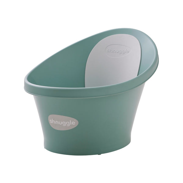 SHNUGGLE Banheira ergonómica para bebé, com apoio lombar integrado, base antiderrapante, consumo reduzido de água, design compacto e utilização desde o nascimento até aos 12 meses. Eucalyptus