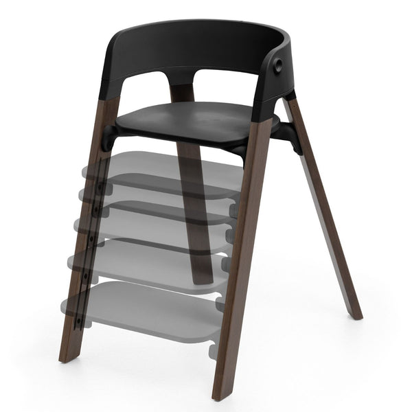 Cadeira alta Stokke Steps evolutiva ajustável para bebé e criança até 10 anos na cor black warm brown
