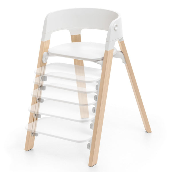 Cadeira alta Stokke Steps evolutiva ajustável para bebé e criança até 10 anos na cor white natural