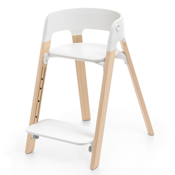 Cadeira alta Stokke Steps evolutiva ajustável para bebé e criança até 10 anos na cor white natural