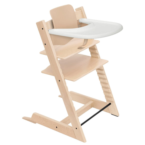 Cadeira Tripp Trapp® com Baby Set² e Tabuleiro Stokke®, cadeira evolutiva em madeira com assento ajustável, ideal para acompanhar o crescimento da criança. Beech natural