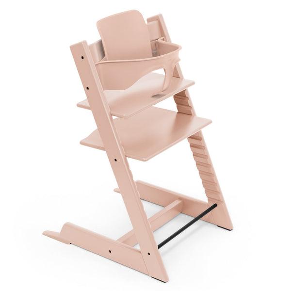 Cadeira Tripp Trapp® com Baby Set² e Tabuleiro Stokke®, cadeira evolutiva em madeira com assento ajustável, ideal para acompanhar o crescimento da criança. Serene pink