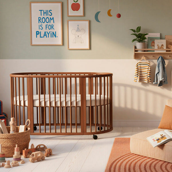 Berço evolutivo Stokke® Sleepi™ Bed oval em madeira de faia para bebé e criança cor brown