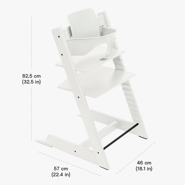 Cadeira evolutiva Stokke Tripp Trapp com Baby Set² para bebé e criança na cor white