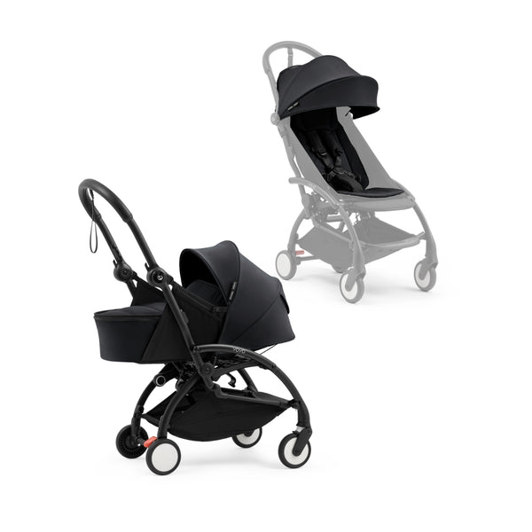 Carrinho Stokke YOYO⁵ + Ninho desde o nascimento, com posição totalmente deitada, dobragem ultracompacta com uma mão, suspensão nas quatro rodas e conjunto de assento incluído.
Black