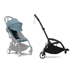STOKKE YOYO³ CONNECT, acessório para transformar o carrinho STOKKE YOYO³ num carrinho duplo compacto, leve e fácil de manobrar, com apenas 44 cm de largura, encosto reclinável, arnês de 5 pontos e capota com proteção UV. Black Aqua