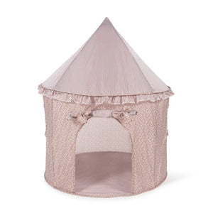 Tenda de Brincar Pasito a Pasito Cherry em forma de casinha, com estrutura desmontável e interior espaçoso de 100 × 100 cm, para crianças a partir dos 3 anos.
