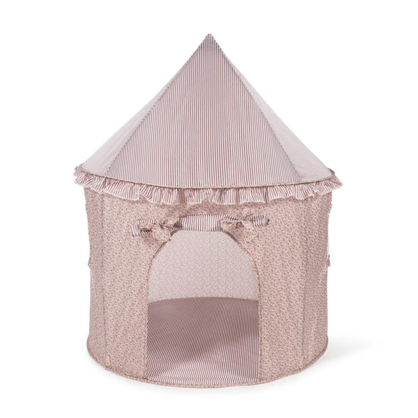 Tenda de Brincar Pasito a Pasito Cherry em forma de casinha, com estrutura desmontável e interior espaçoso de 100 × 100 cm, para crianças a partir dos 3 anos.