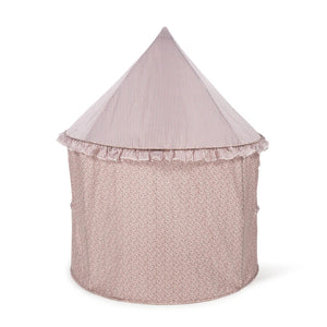 Tenda de Brincar Pasito a Pasito Cherry em forma de casinha, com estrutura desmontável e interior espaçoso de 100 × 100 cm, para crianças a partir dos 3 anos.